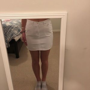 White jean mini skirt